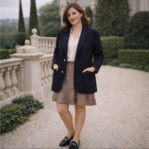 Brooks Brothers Red Fleece Plaid Ruffle Mini Skirt 14 Red Preppy Academia